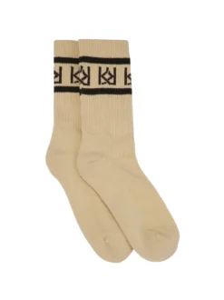 Bawełniane beżowe skarpety w monogramy KAZAR