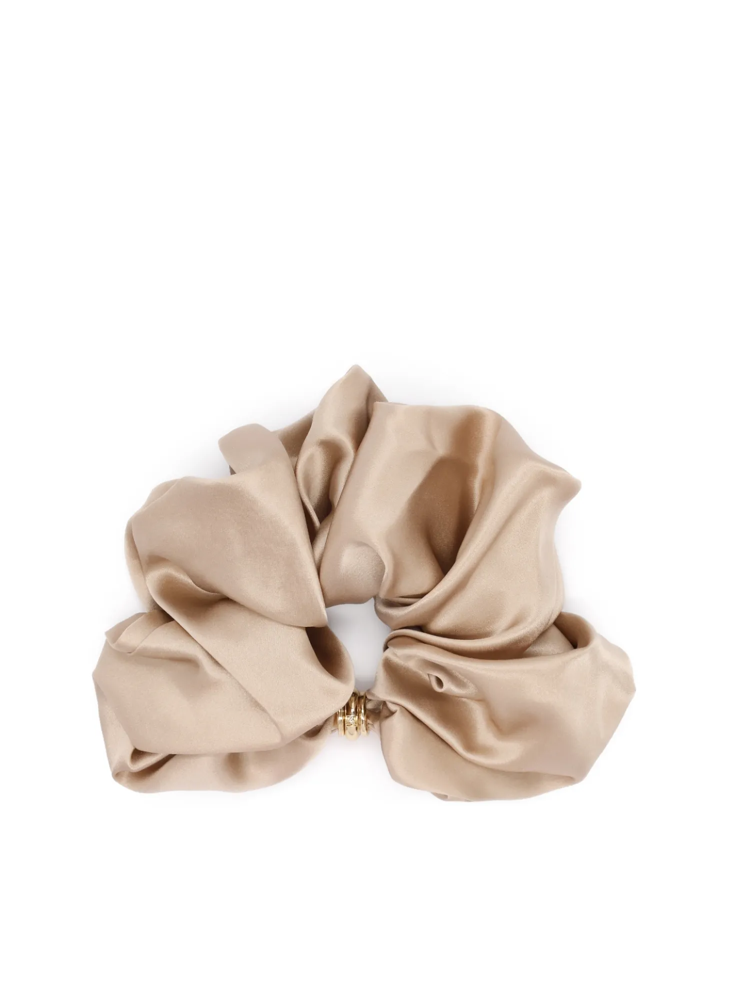 Beżowa scrunchie z biżuteryjnym akcentem