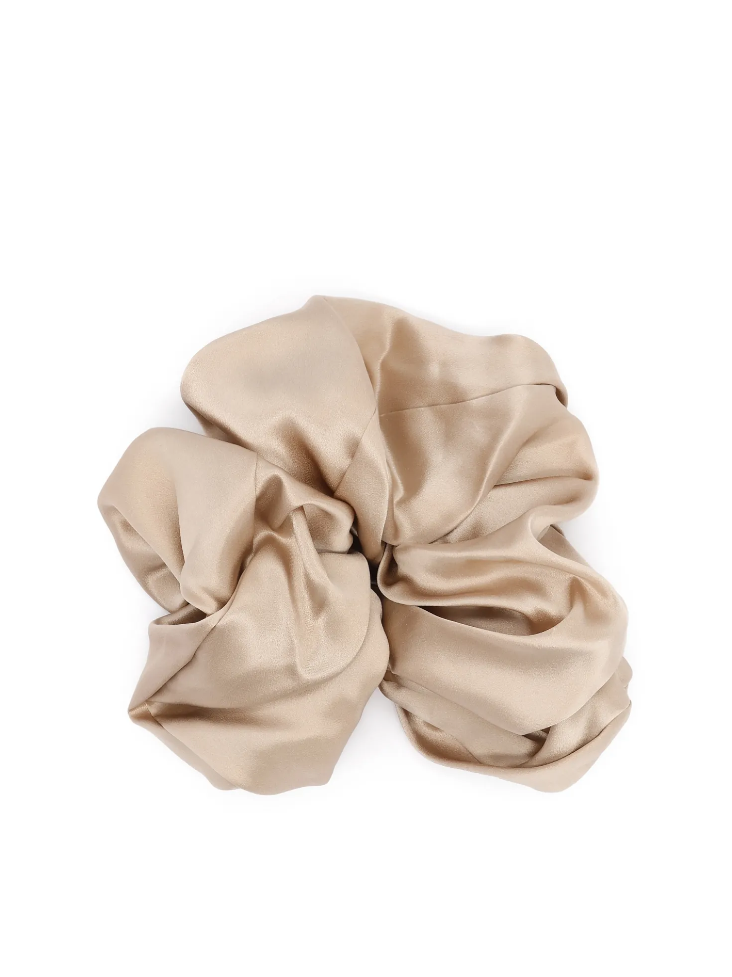 Beżowa scrunchie z biżuteryjnym akcentem
