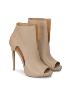 Beżowe botki peep toe damskie