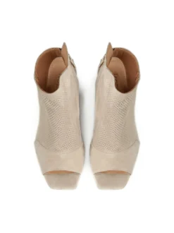 Beżowe botki peep toe damskie