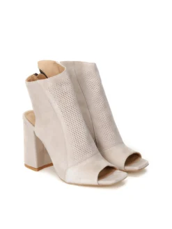 Beżowe botki peep toe damskie