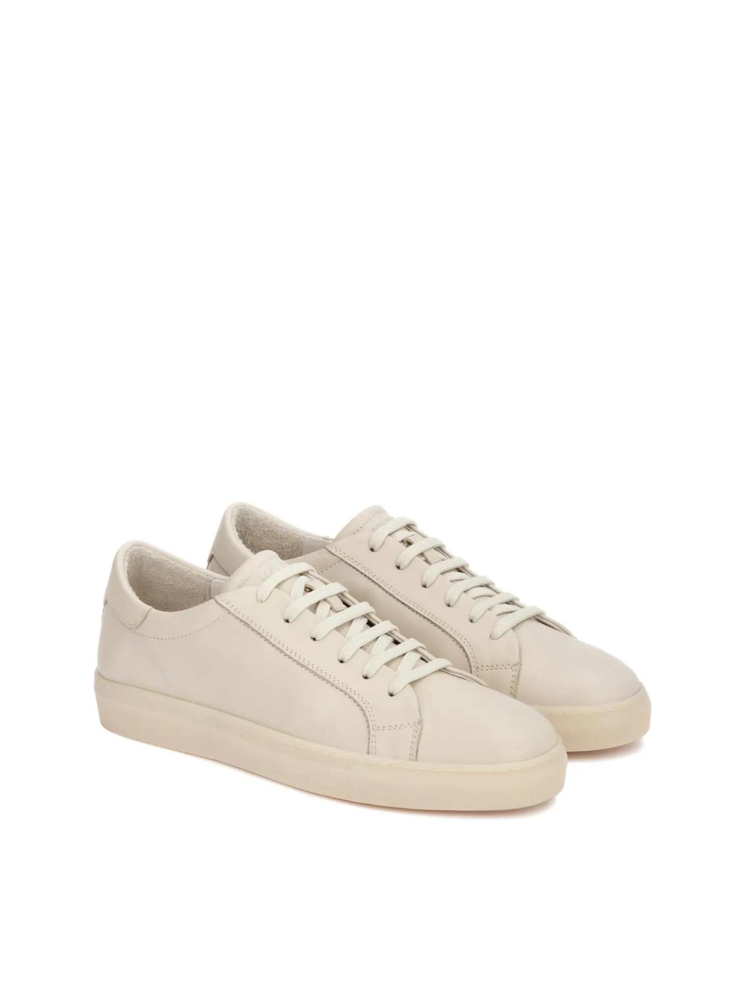 Beżowe skórzane sneakersy męskie w stylu smart casual