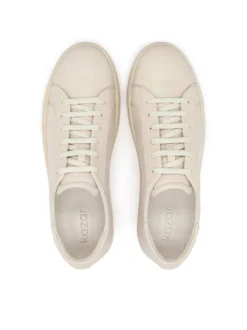 Beżowe skórzane sneakersy męskie w stylu smart casual