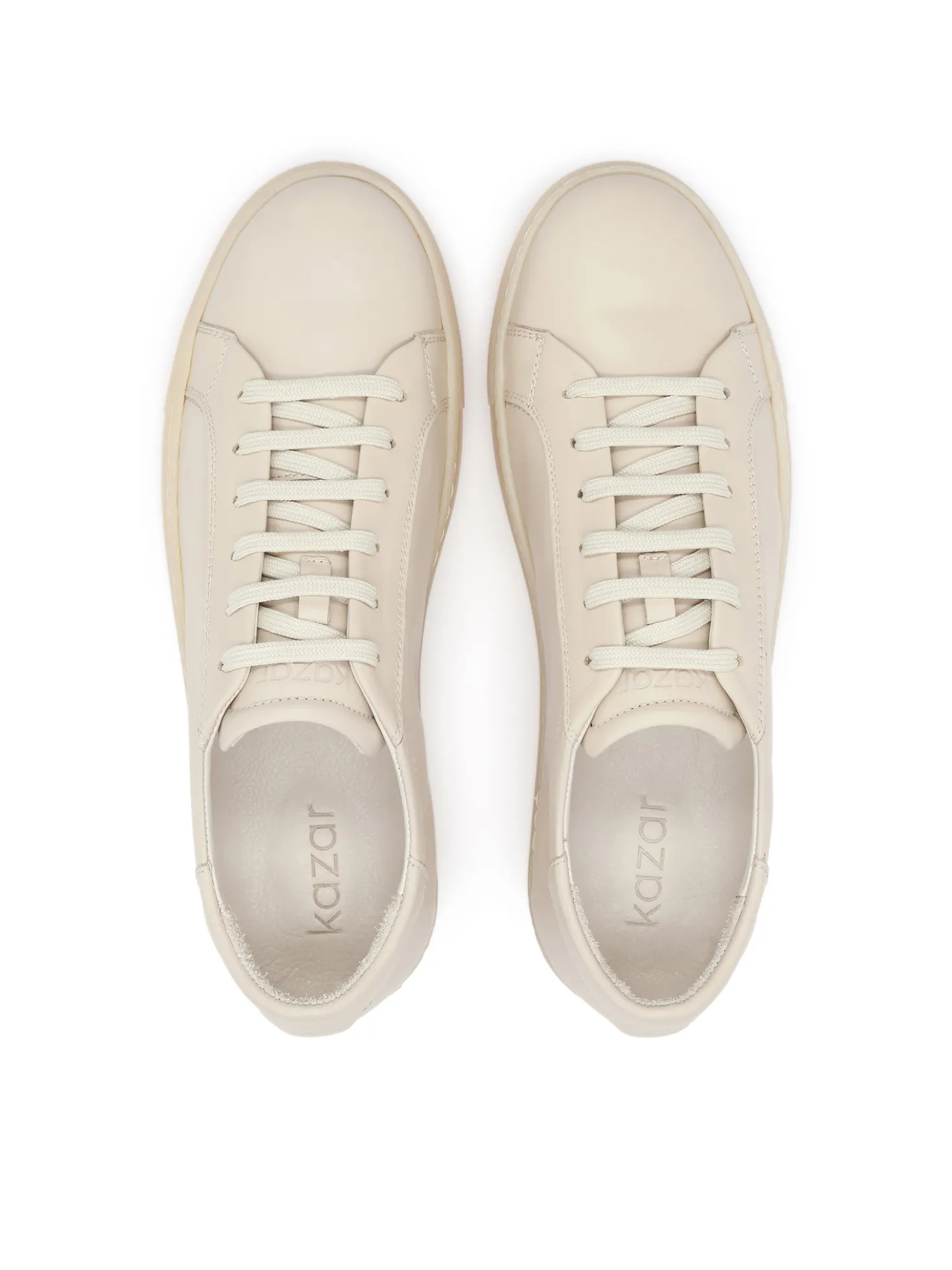 Beżowe skórzane sneakersy męskie w stylu smart casual