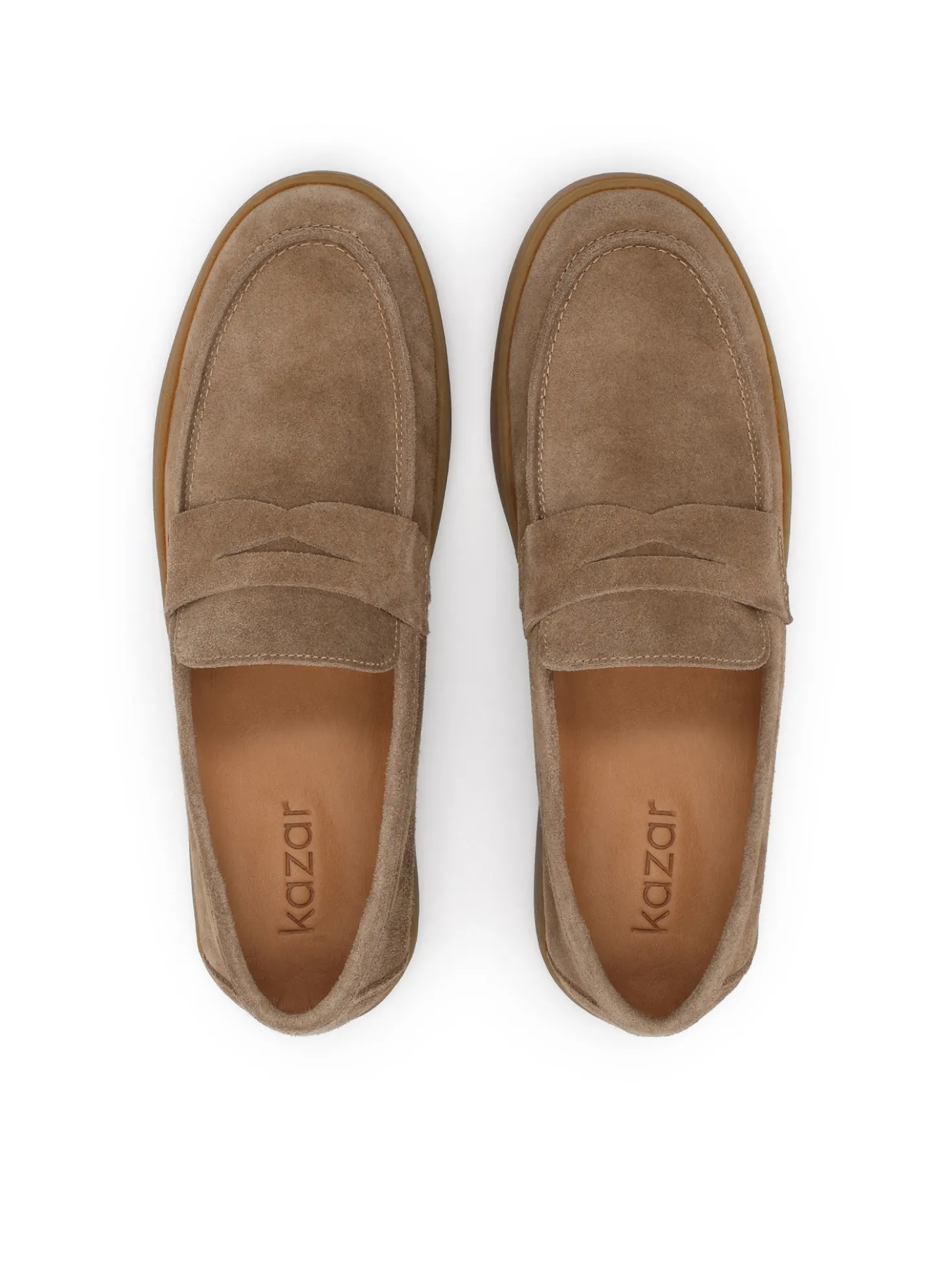 Beżowe zamszowe loafersy na podeszwie typu sneakers