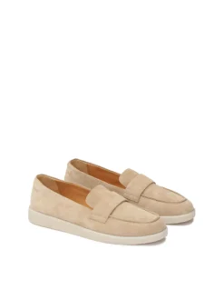 Beżowe zamszowe półbuty slip on casualowe