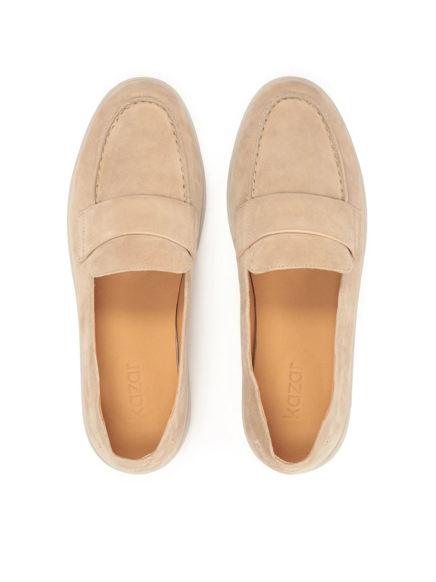 Beżowe zamszowe półbuty slip on casualowe