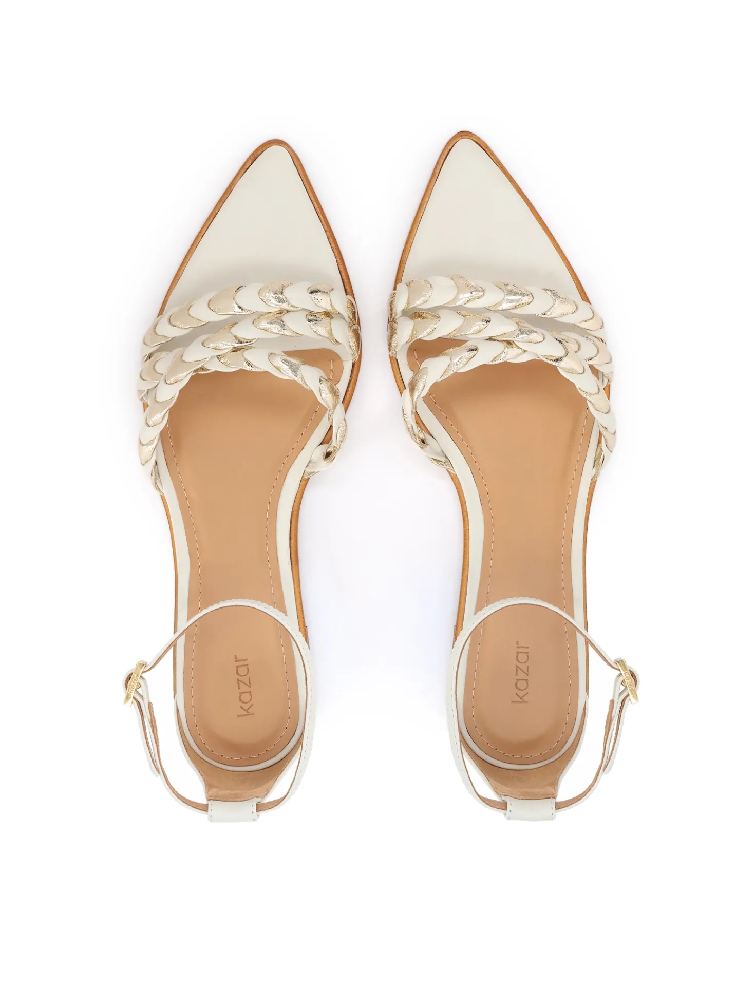 Białe płaskie sandały z paskiem wokół kostki