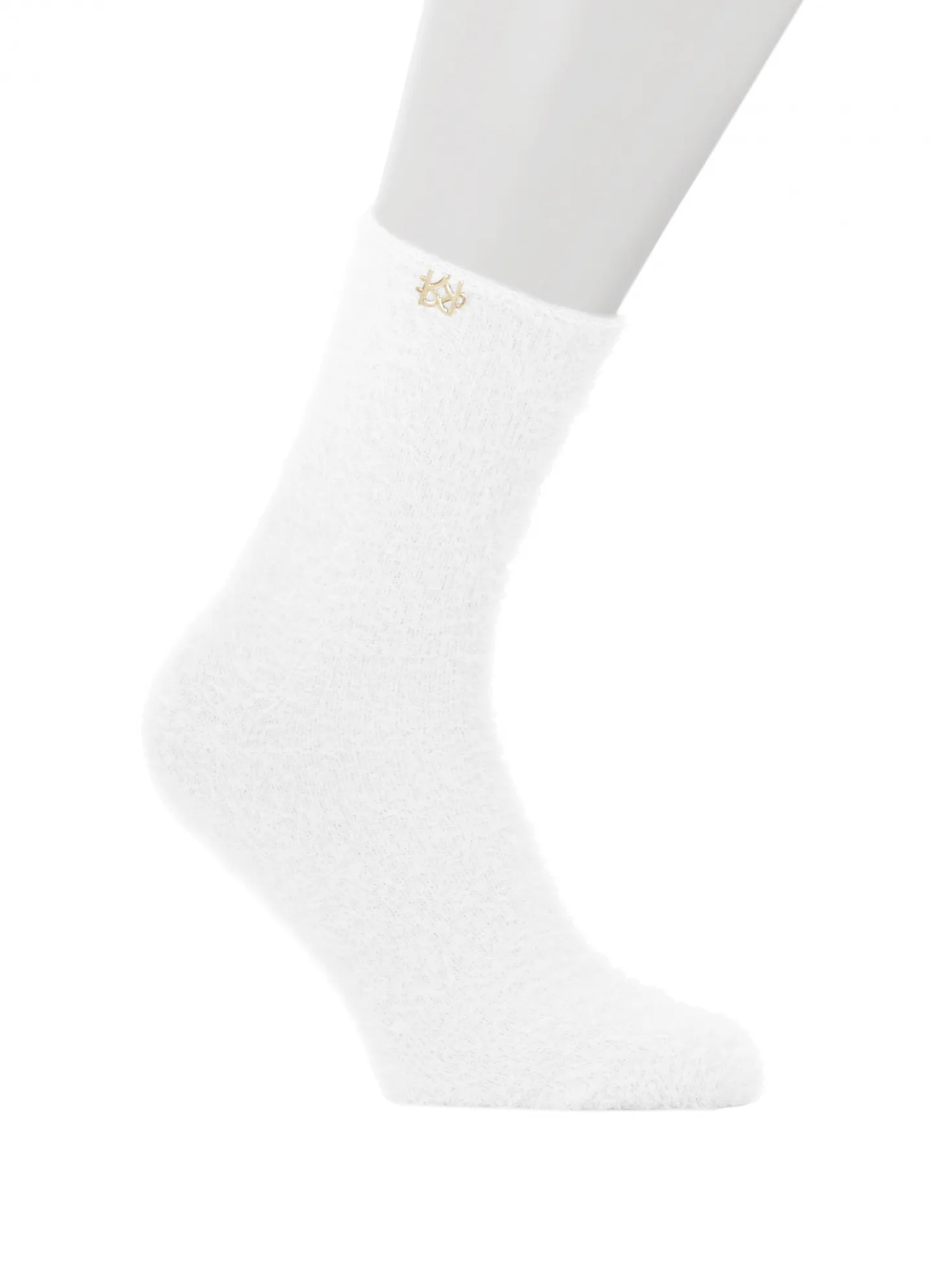 Białe puszyste skarpetki z monogramem