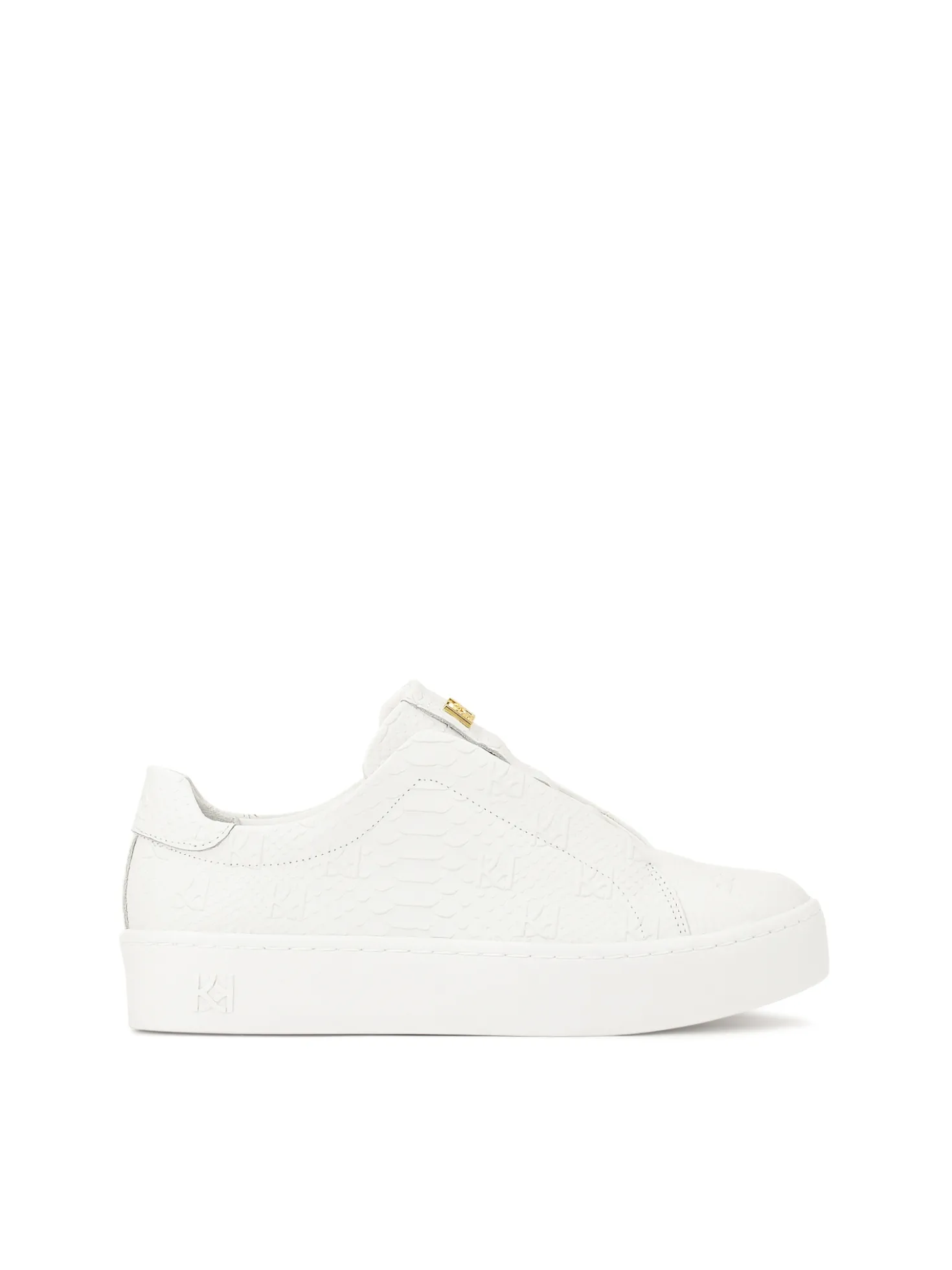 Białe sneakersy w tłoczone monogramy KAZAR