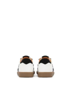 Biało-czarne sneakersy ze skóry z wzorem zamszowych wstawek