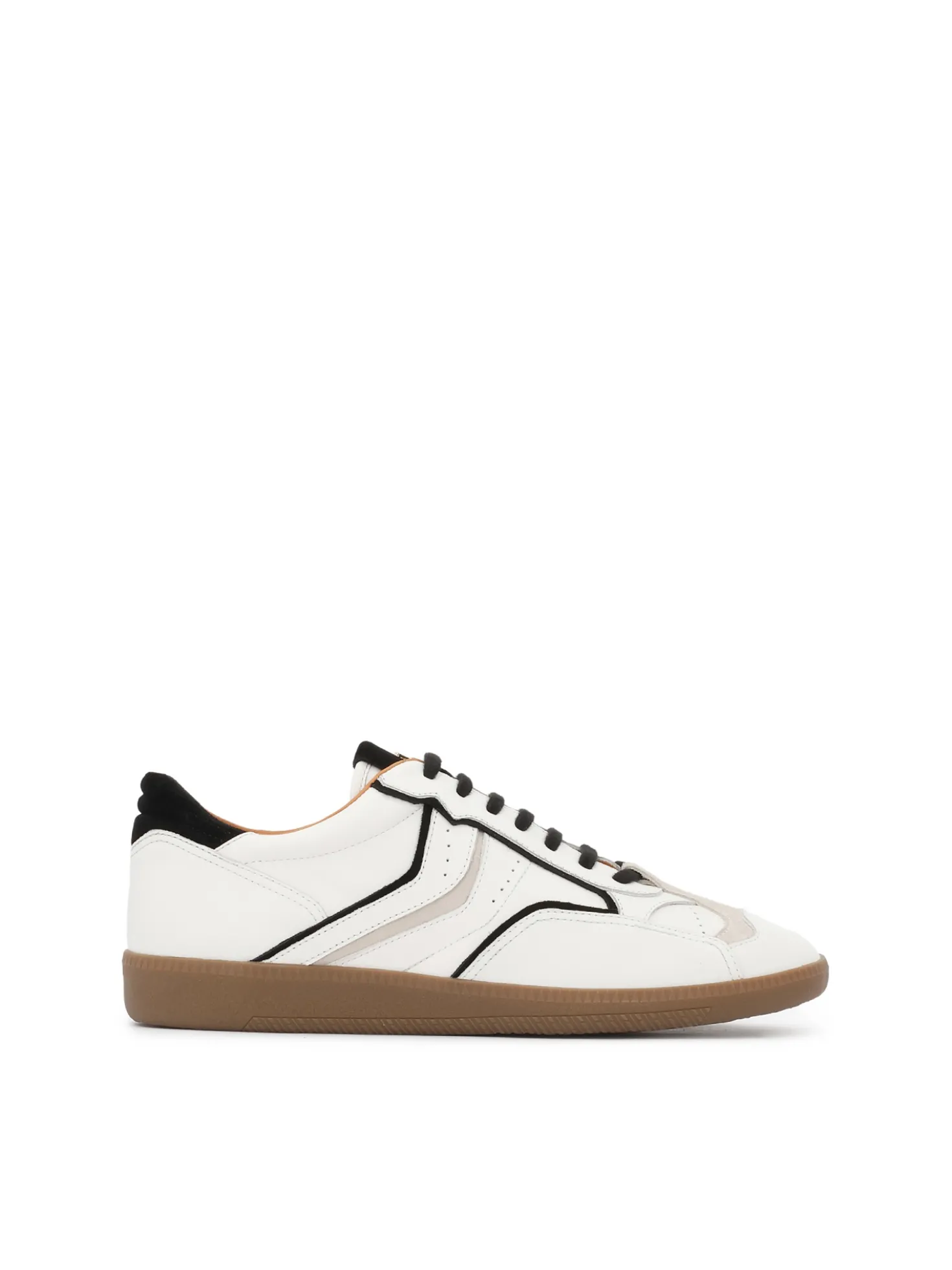 Biało-czarne sneakersy ze skóry z wzorem zamszowych wstawek