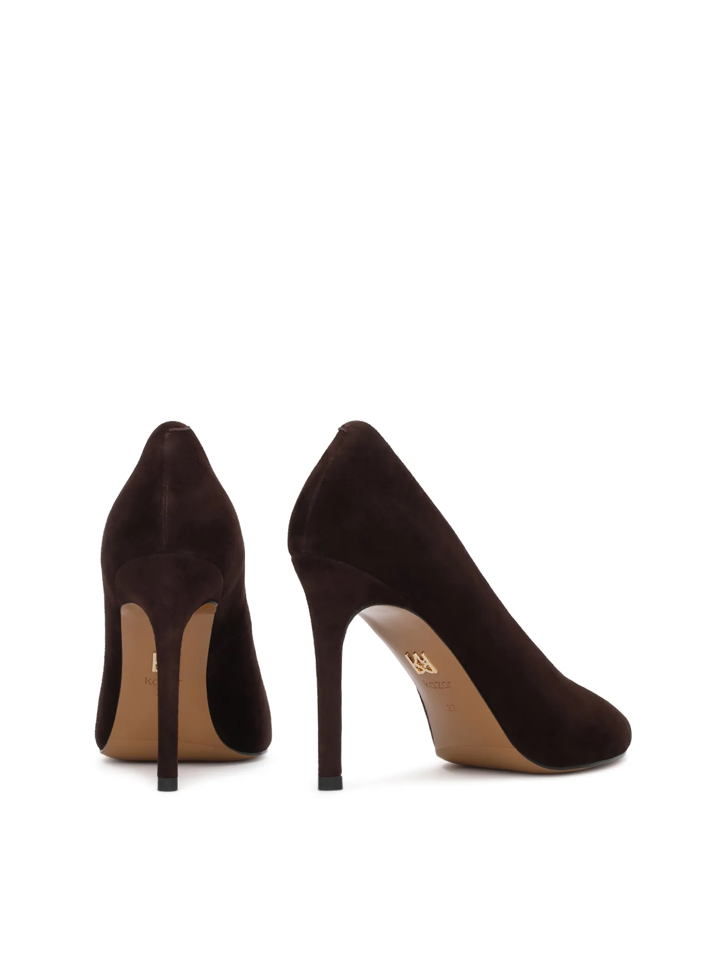Brązowe czółenka peep toe z zamszu