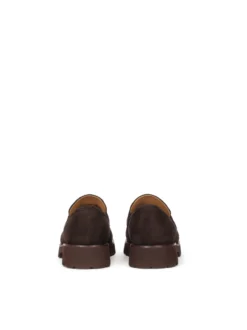Brązowe półbuty slip on z zamszu