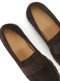 Brązowe półbuty slip on z zamszu