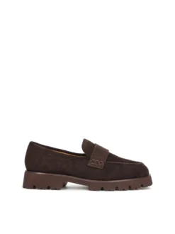 Brązowe półbuty slip on z zamszu