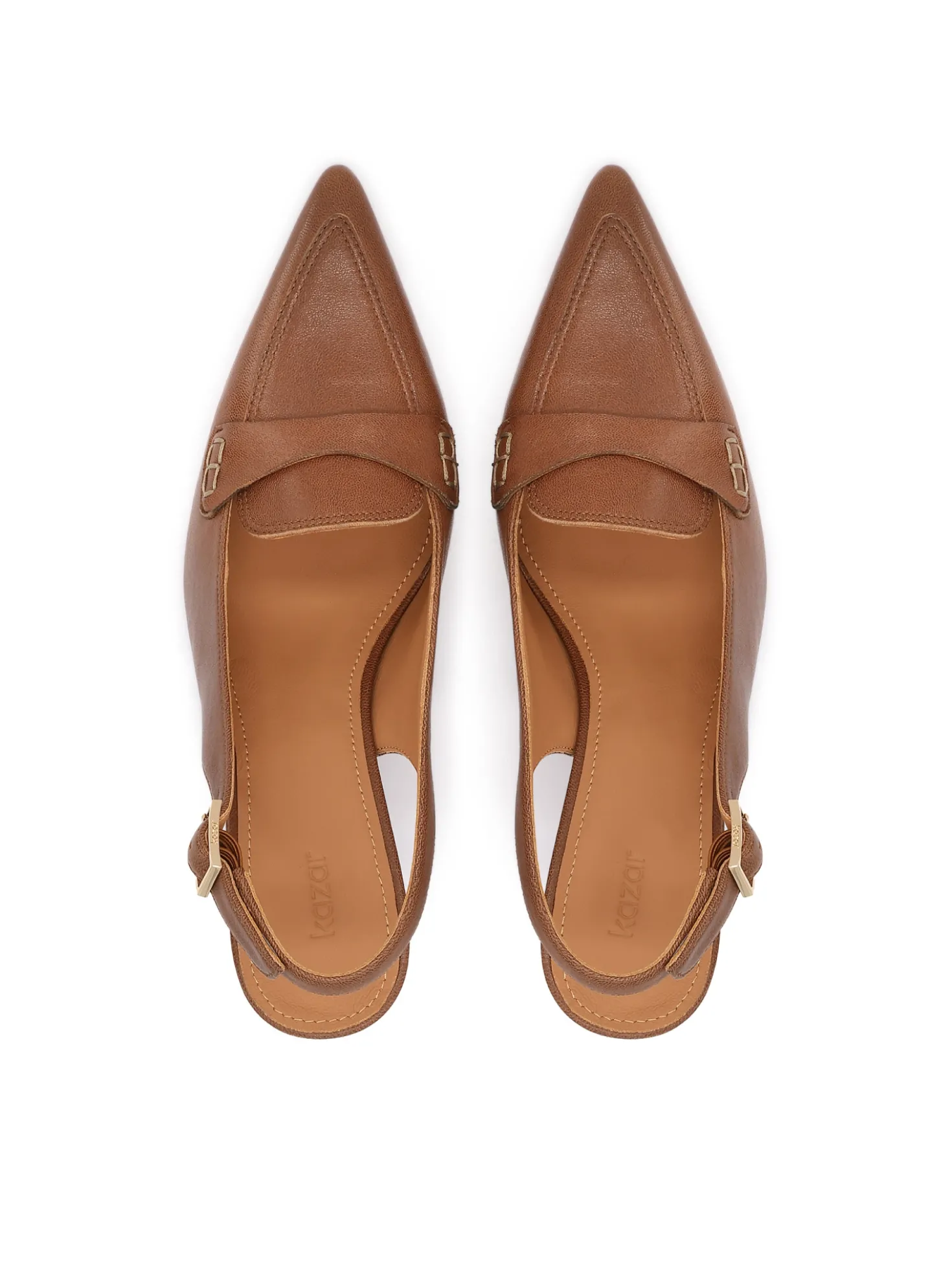 Brązowe skórzane czółenka slingback