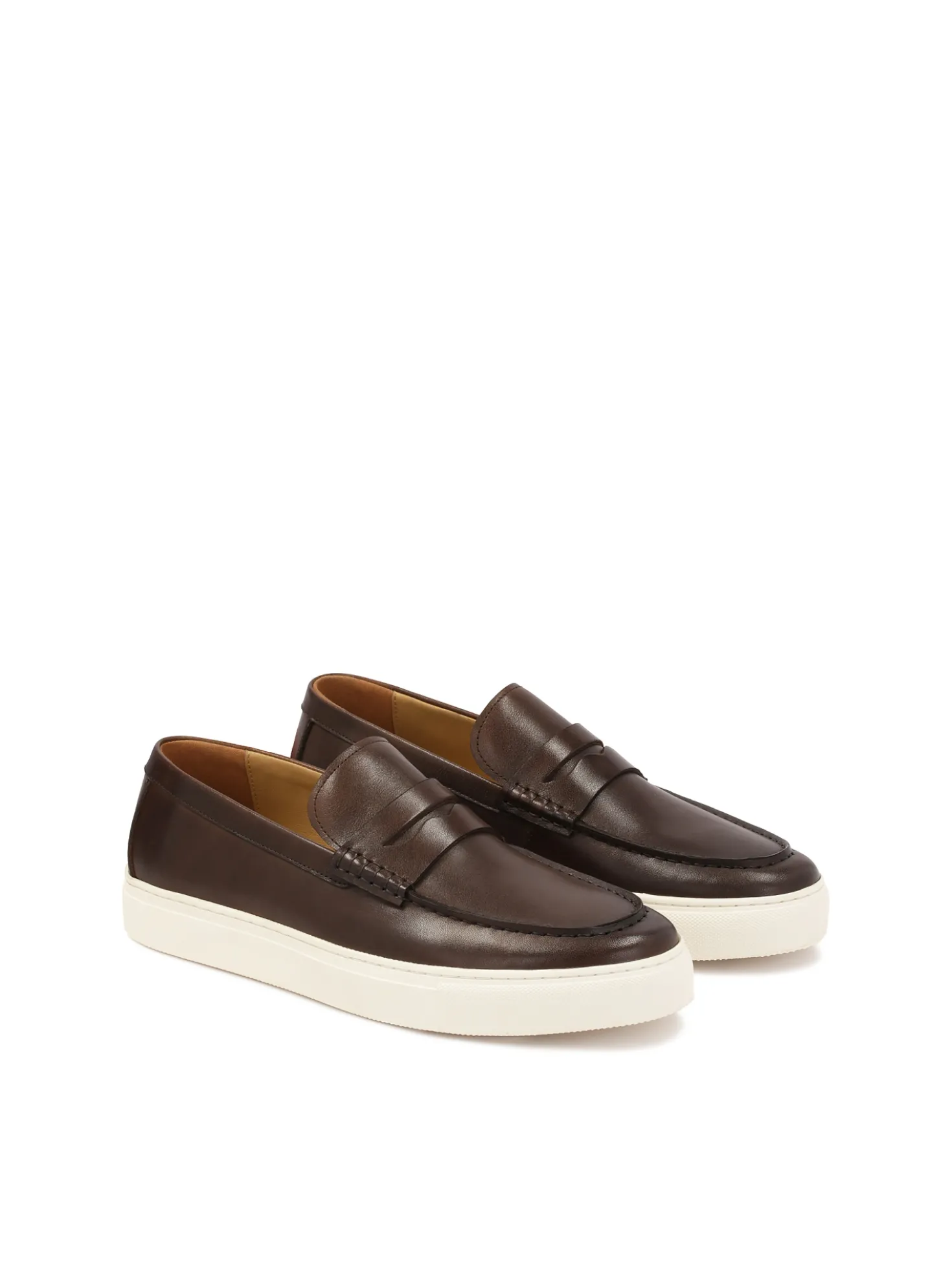 Brązowe wsuwane loafersy na podeszwie typu sneakers