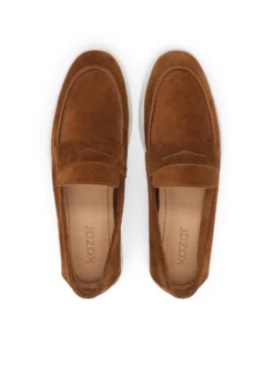 Brązowe zamszowe loafersy na podeszwie typu sneakers