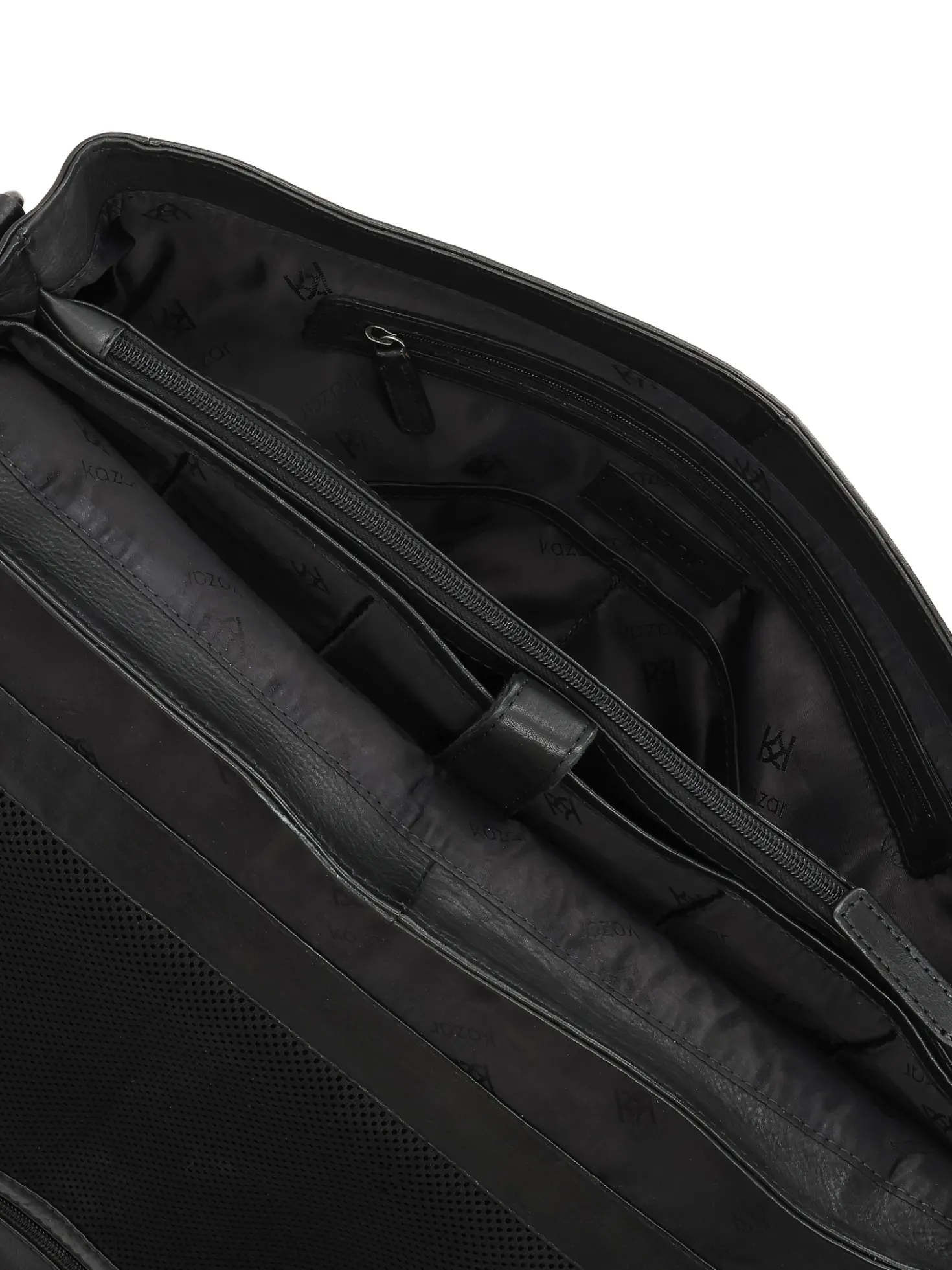 Czarna teczka skórzana w stylu biznesowym z przegrodą na laptopa