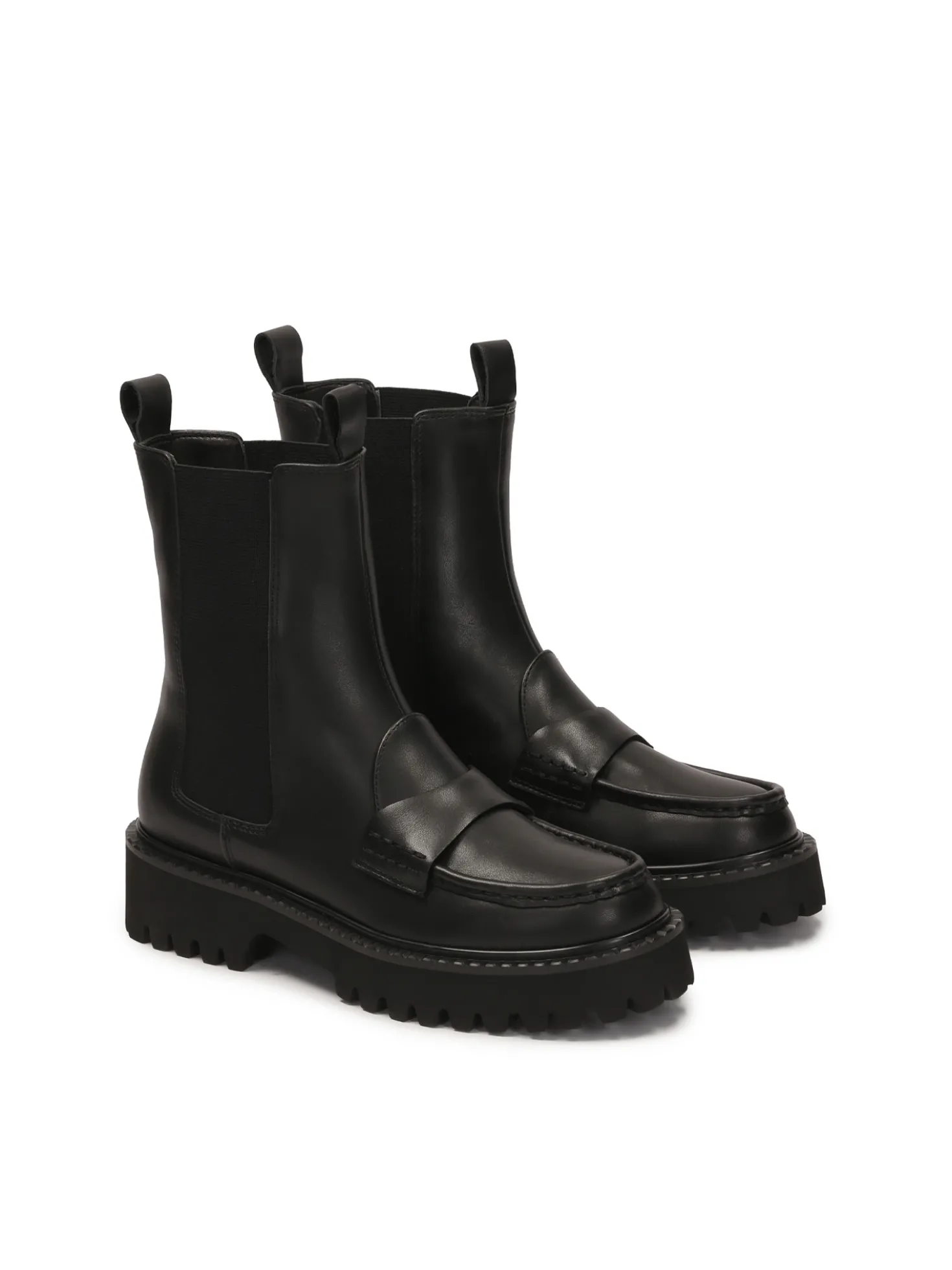 Czarne botki loafersy