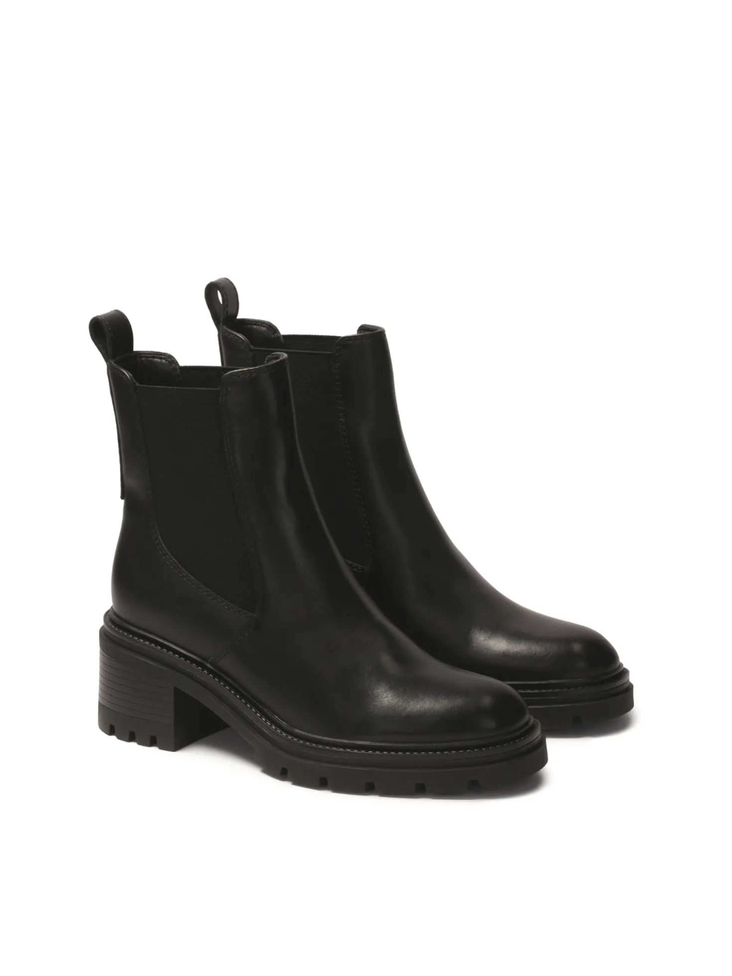 Czarne chelsea boots na szerokim obcasie