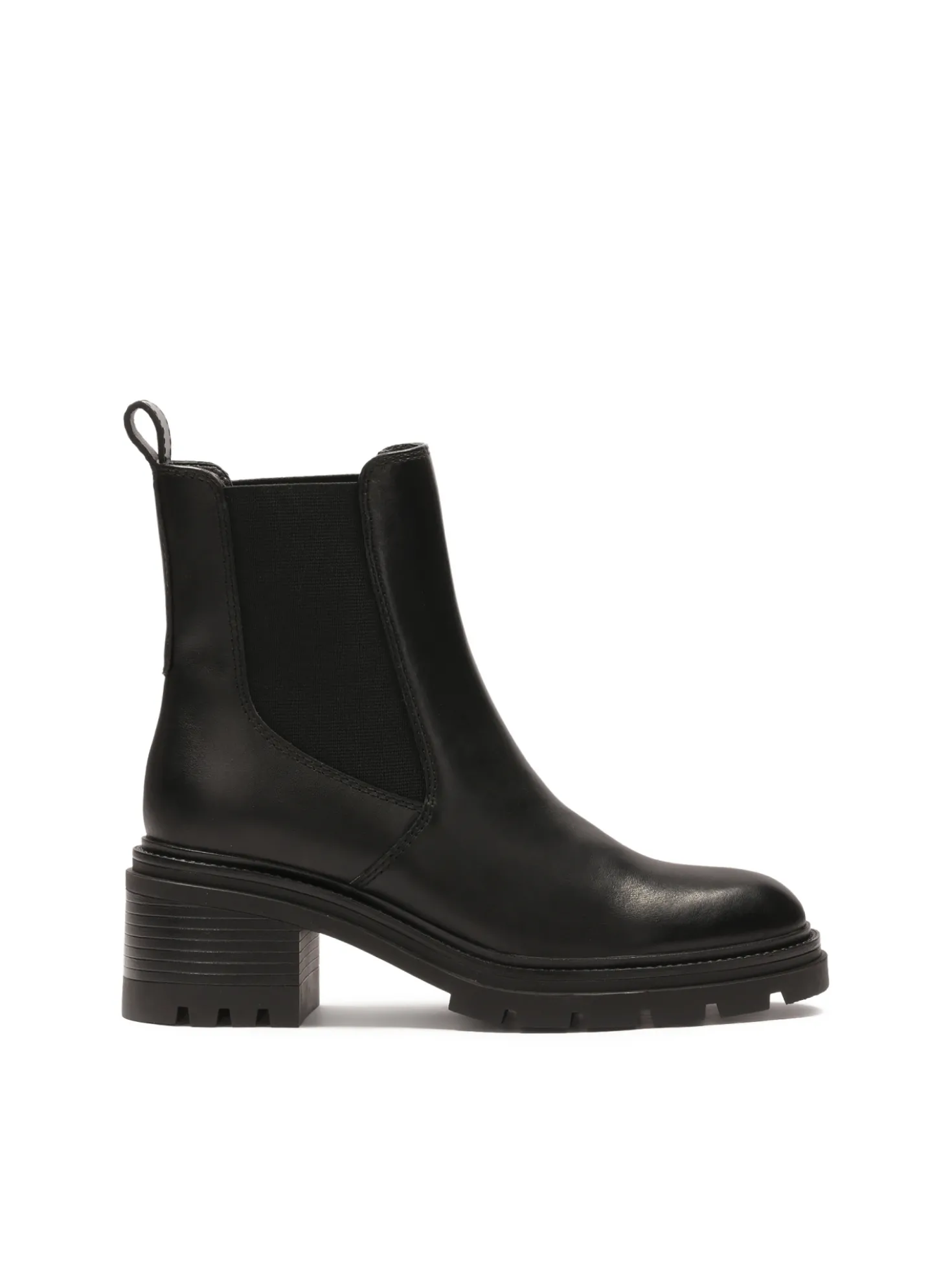 Czarne chelsea boots na szerokim obcasie