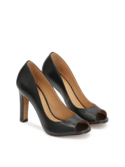 Czarne czółenka peep toe