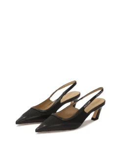 Czarne czółenka slingback na modnym obcasie
