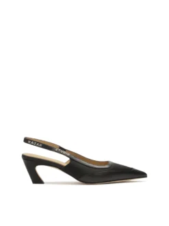 Czarne czółenka slingback na modnym obcasie