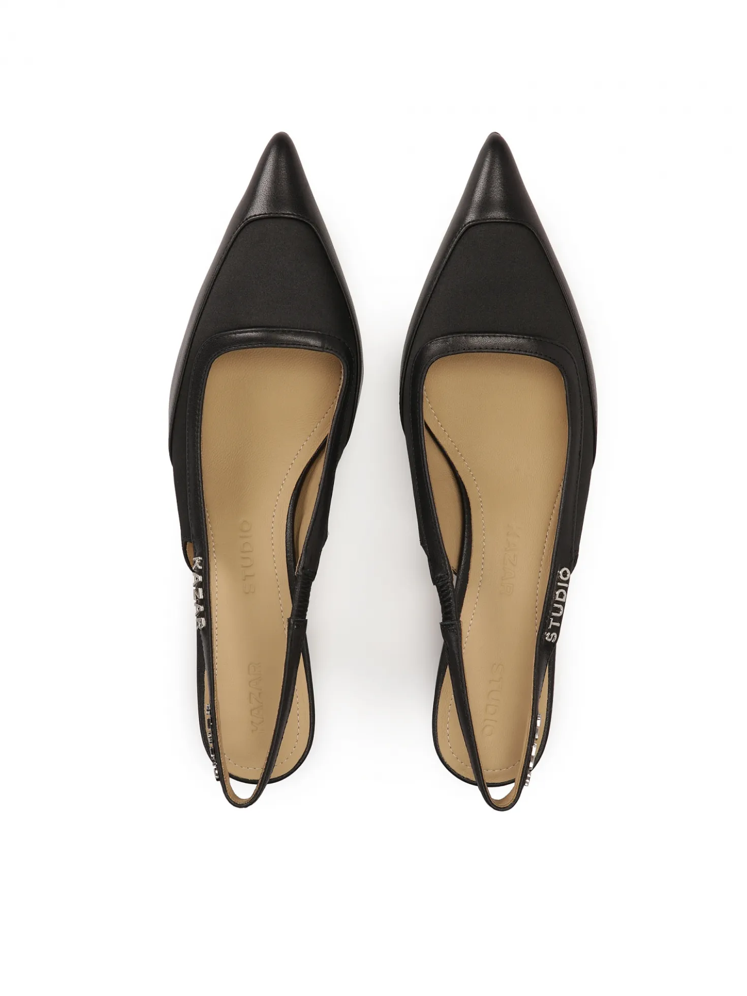 Czarne czółenka slingback na modnym obcasie