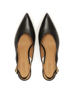 Czarne czółenka slingback na szerokim obcasie