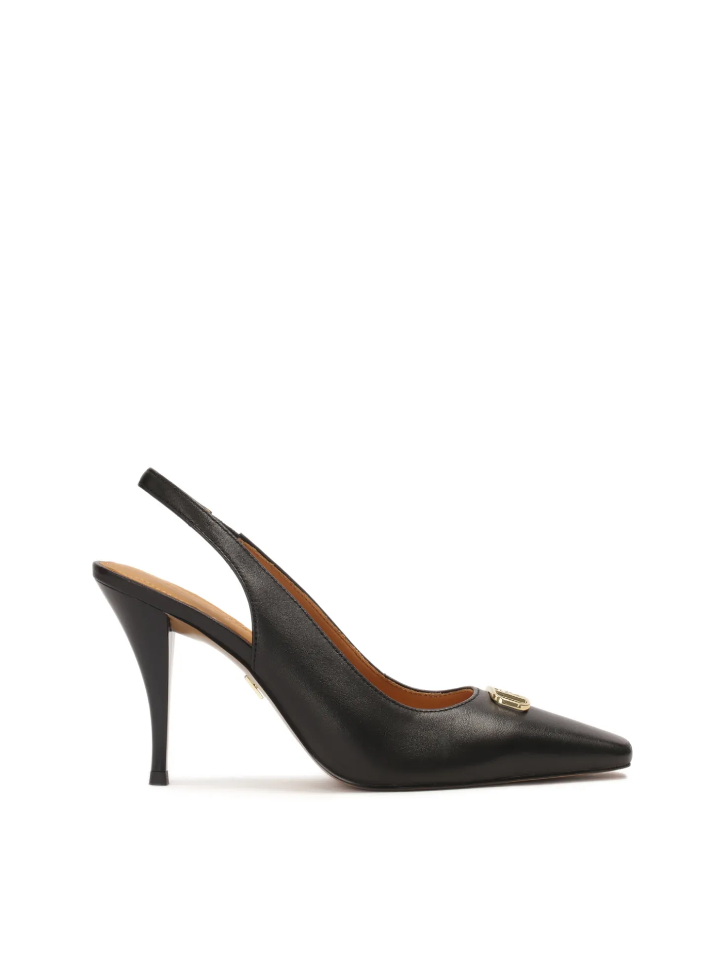 Czarne czółenka slingback z wąskim kwadratowym noskiem