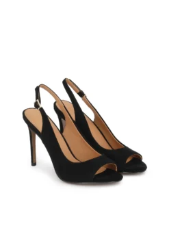 Czarne czółenka z odkrytą piętą i noskiem typu peep toe