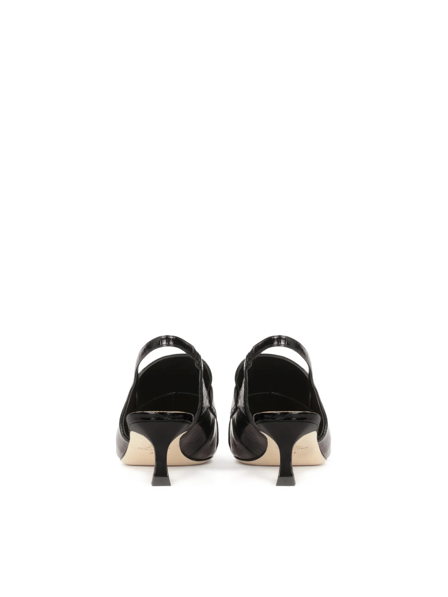 Czarne czółenka z otwartą piętą na obcasie typu slingback