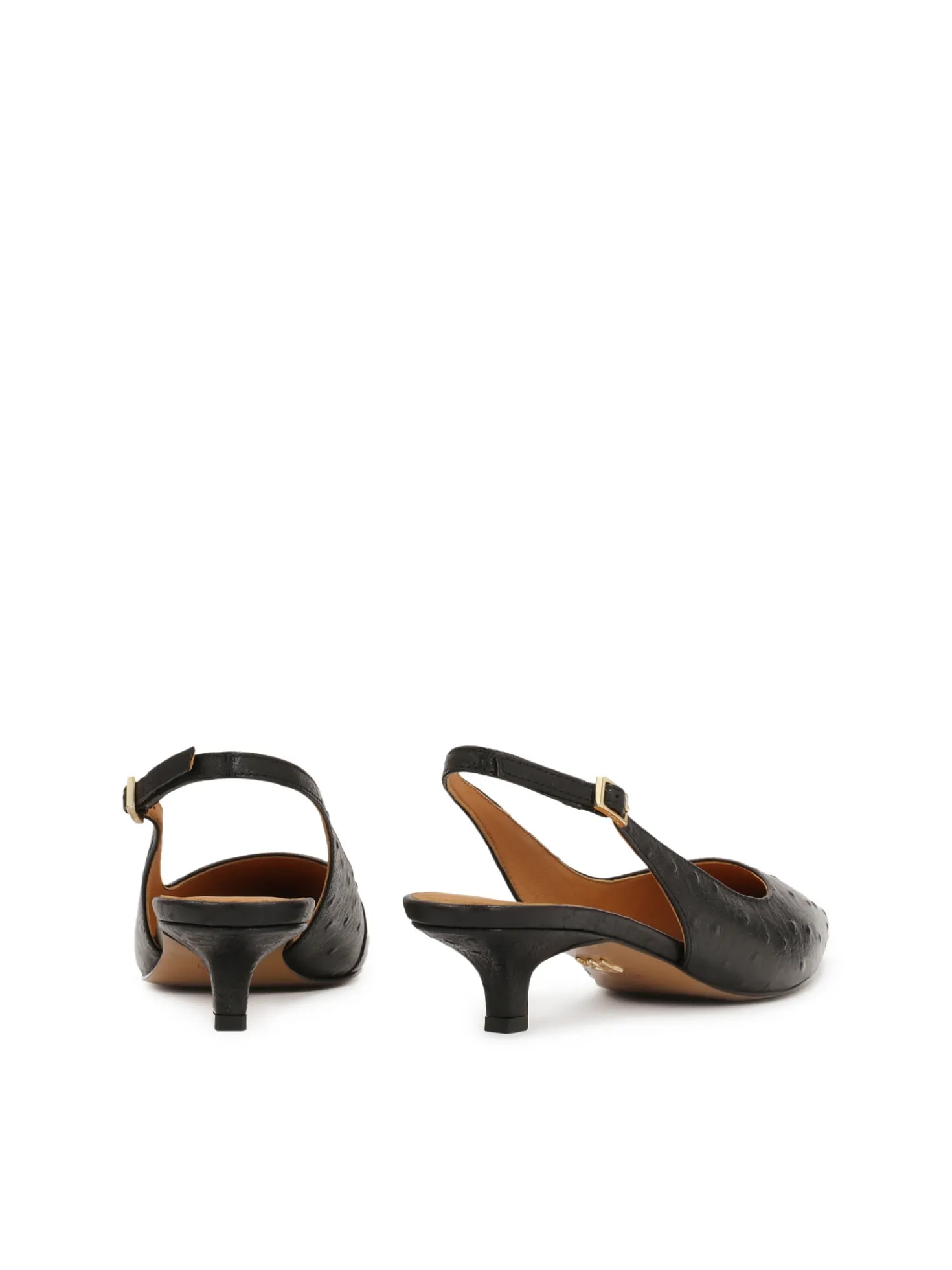 Czarne czółenka z tłoczonej skóry slingback