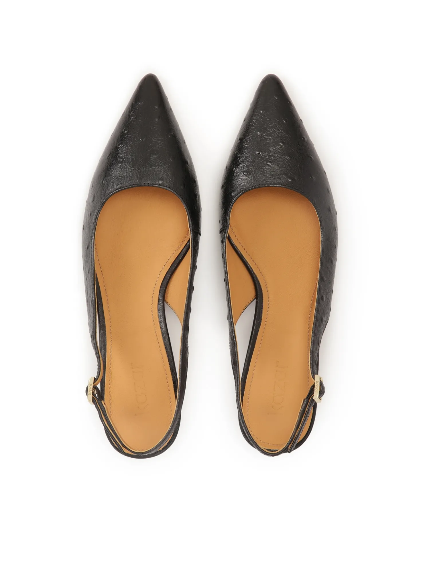 Czarne czółenka z tłoczonej skóry slingback
