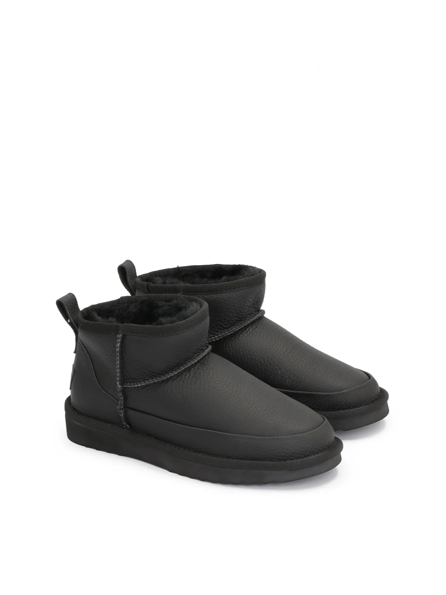 Czarne ocieplane śniegowce damskie ze skóry