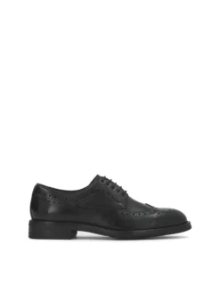 Czarne półbuty derby ze skóry z ażurowym zdobieniem Brogues