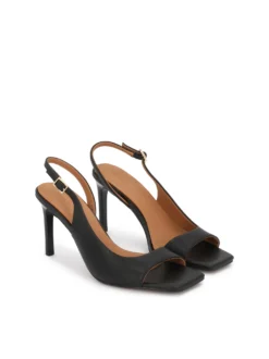 Czarne sandały slingback z wyciętą cholewką