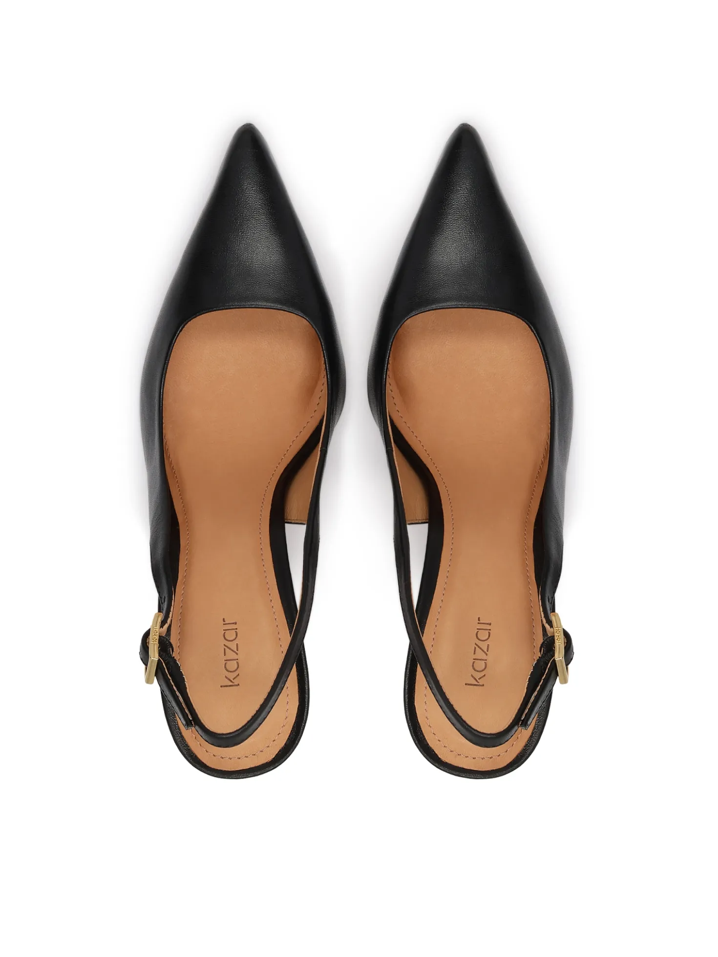 Czarne skórzane czółenka slingback