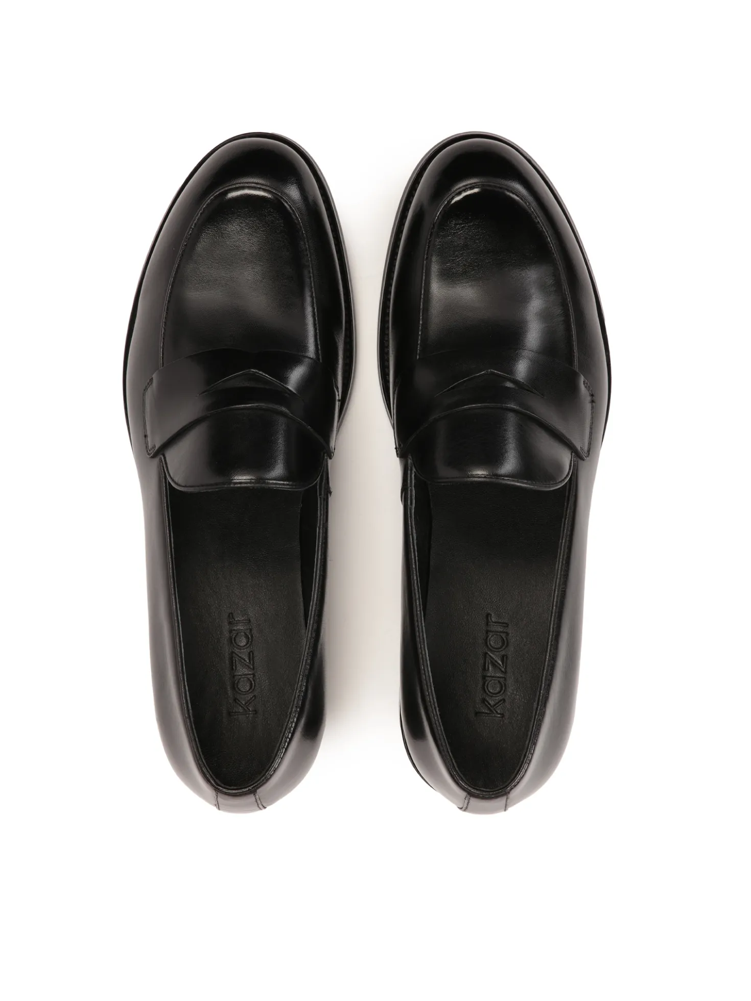 Czarne skórzane męskie penny loafers