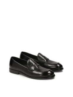 Czarne skórzane męskie penny loafers