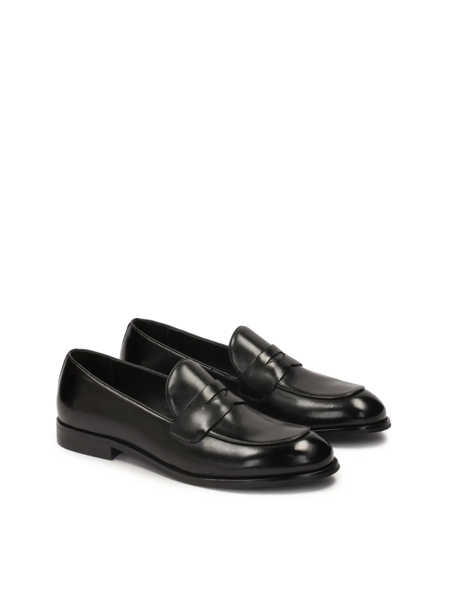 Czarne skórzane męskie penny loafers
