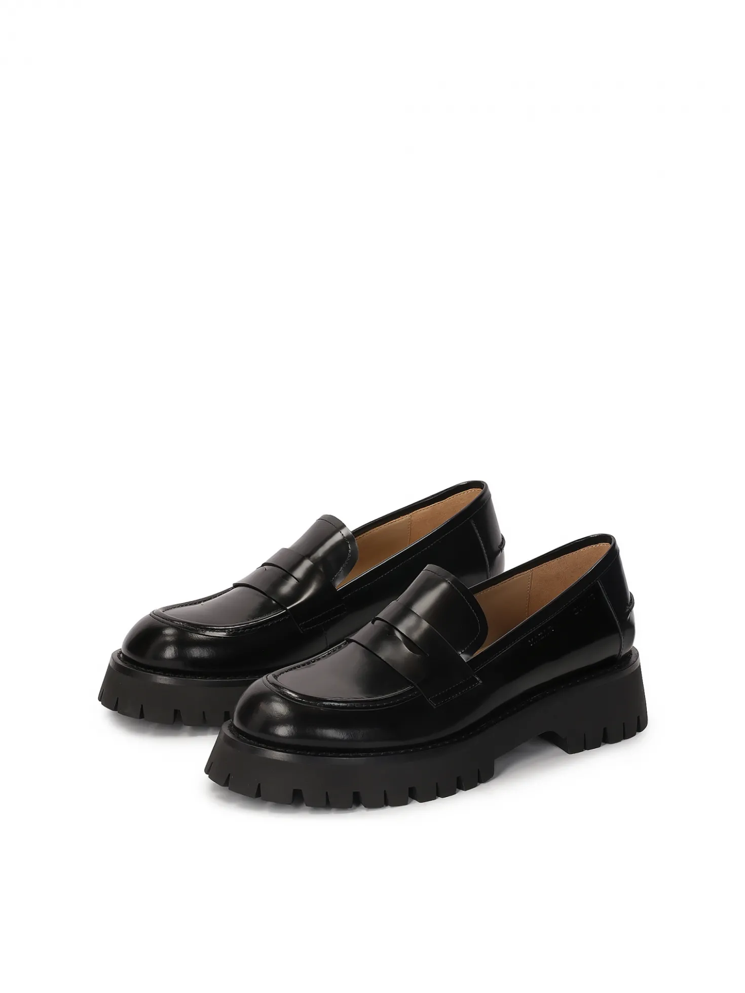 Czarne skórzane półbuty loafersy damskie