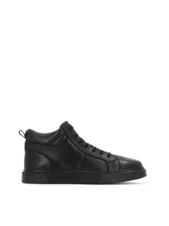Czarne sneakersy za kostkę z naturalnej skóry