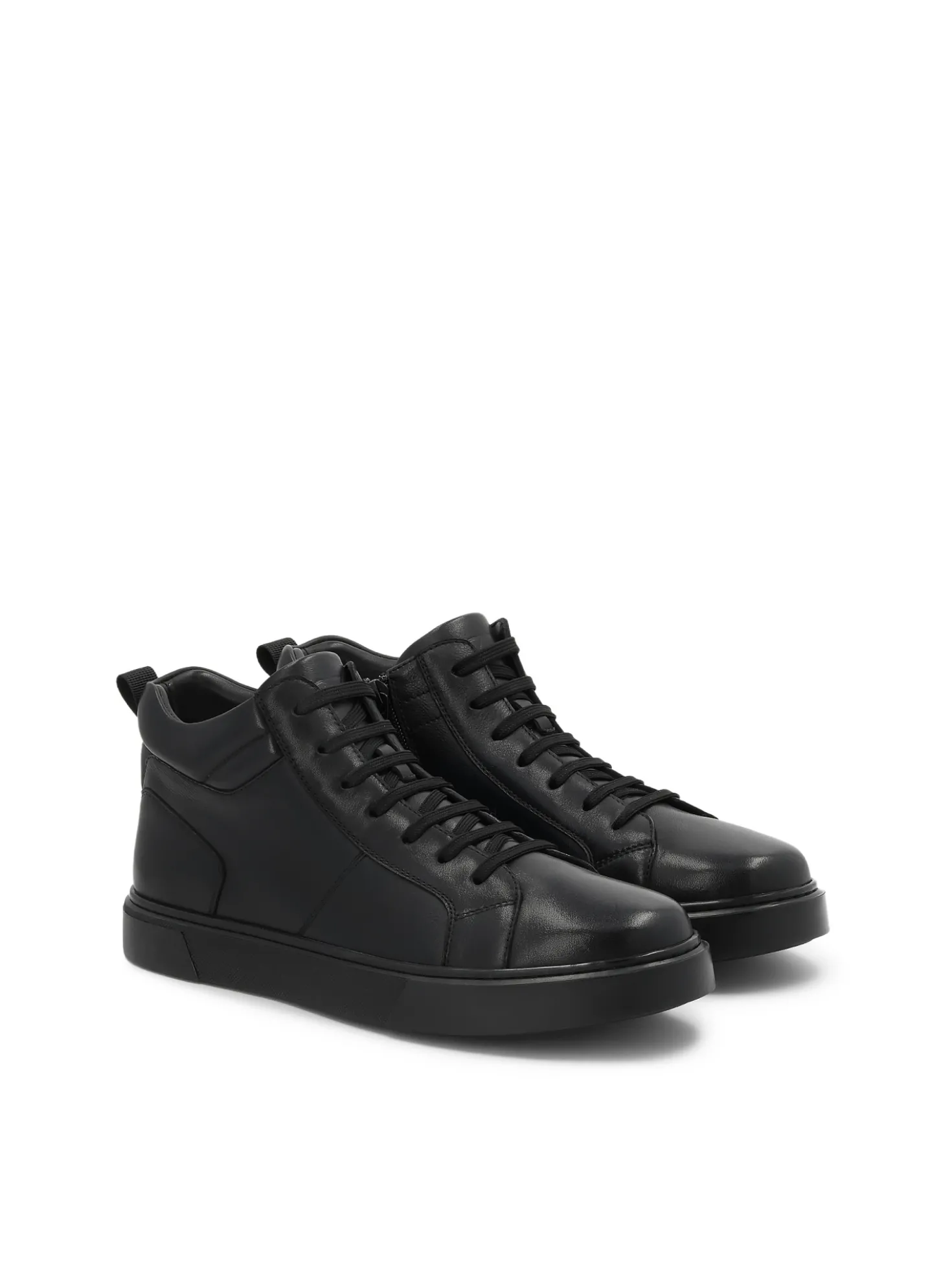 Czarne sneakersy za kostkę z naturalnej skóry