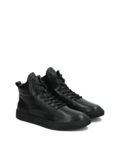 Czarne sneakersy z suwakiem i sznurowaniem