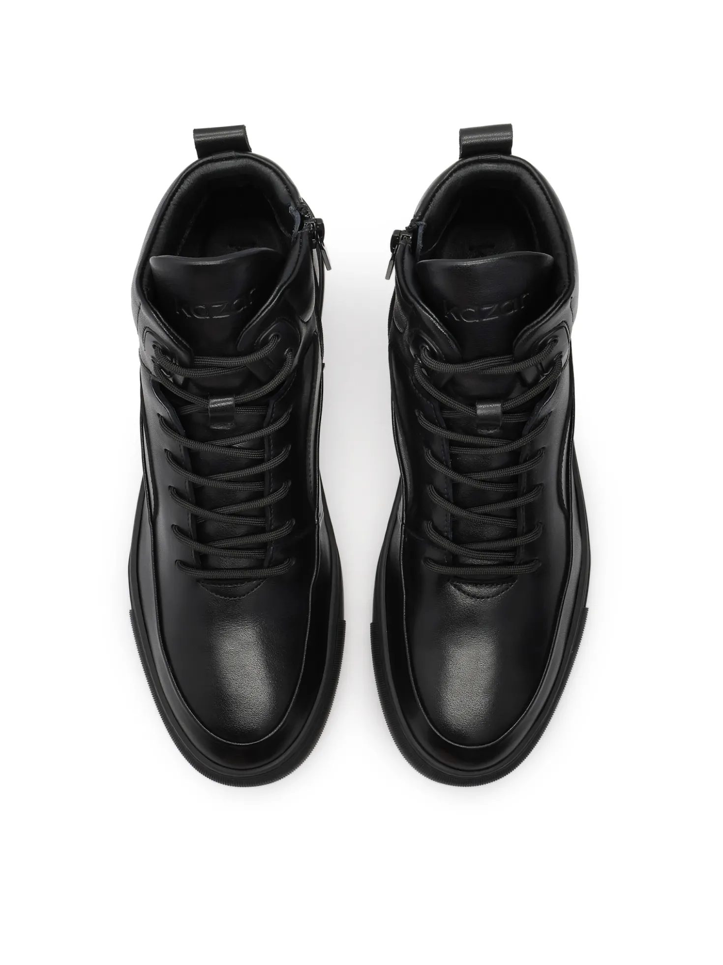 Czarne sneakersy z suwakiem i sznurowaniem